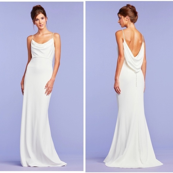 TADASHI SHOJI TUCKER DRAPED SLIP GOWN - Picture 1 of 10